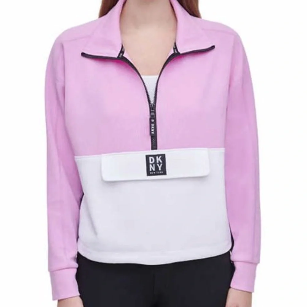DKNY • Sport Pink/White Colorblock Half-Zip Pullover Sweatshirt, S - Picture 16 of 16